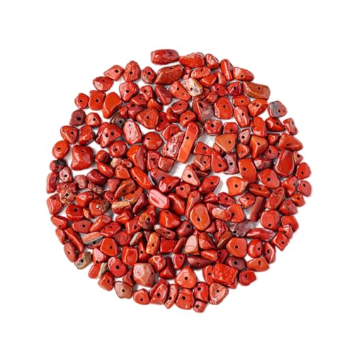 Natürlicher roter Jaspis-Chip-Stein,Perlen,gebohrte Kristall-Edelstein-Chips,5–8mm,unregelmäßige Kristallperle mit Löchern für Armbänder,Halsketten,Ohrringe,Schmuckherstellung,Kristallbaum-Handwerk von Erliway
