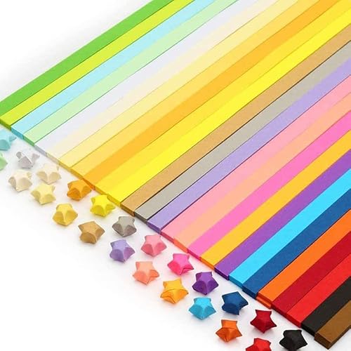 Erlliyeu Origami Sterne Papierstreifen Package, Origami Papier Sterne, 27 Farben, 1350 Streifen (Rainbow Colors) von Erlliyeu