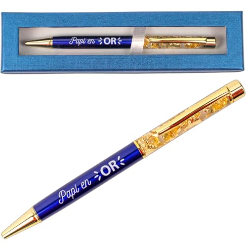 Ernestine - Kugelschreiber Papi in Gold – Geschenk zum Großvater – Geschenkidee zum Geburtstag – personalisierte Stifte für Opa – Geschenke zum Großvater – Weihnachten – originelle Ankündigung der von Ernestine