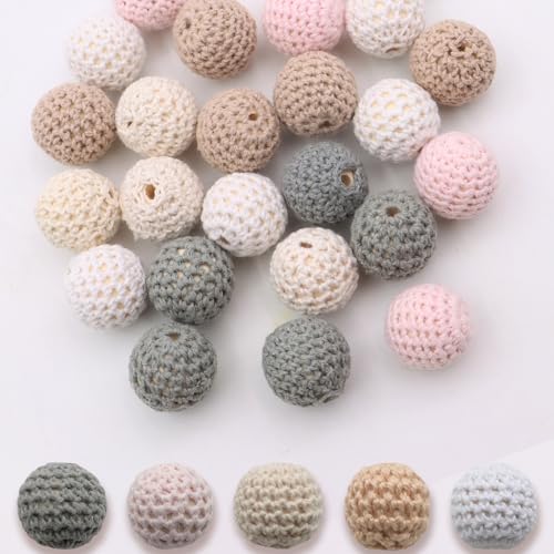 Errshing 30 Stück Gehäkelt Holzperlen 16mm Häkelperlen Bunt, Runde Gehäkelte Perlen mit Loch zum Auffädeln Handgefertigt Natur Holzkugeln für DIY Selber Machen Armband Häkelperlen Set Errshing 30 Stück Gehäkelt Holzperlen 16mm Häkelperlen Bunt, Runde Gehäkelte Perlen mit Loch zum Auffädeln Handgefertigt Natur Holzkugeln für DIY Selber Machen Armband Häkelperlen Set von Errshing