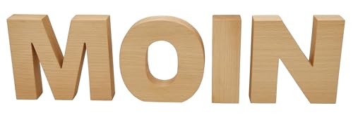 Erst-Holz® Buchstaben Buche Echtholz Deko MOIN Schriftzug Holzbuchstaben 40.11-14 von Erst-Holz