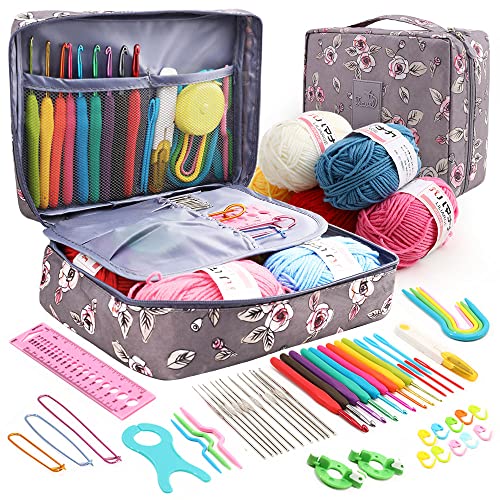 Ertisa Häkelnadel Set, 59 Stück Häkelset für Anfänger 0.6mm-8mm Ergonomische Häkelnadeln Tragbar Häkelnadel Set Häkelnadelset Strickzubehör mit Zubehör Ablagetasche und 5 Stück Wolle Geschenkset Ertisa Häkelnadel Set, 59 Stück Häkelset für Anfänger 0.6mm-8mm Ergonomische Häkelnadeln Tragbar Häkelnadel Set Häkelnadelset Strickzubehör mit Zubehör Ablagetasche und 5 Stück Wolle Geschenkset von Ertisa