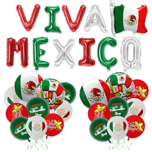 Mexikanische Unabhängigkeitstag-Dekorationen, VIVA Mexiko-Luftballons, mexikanische Flagge, Folienballons für Dia de La Independencia Themen-Geburtstagsparty-Zubehör Mexikanische Unabhängigkeitstag-Dekorationen, VIVA Mexiko-Luftballons, mexikanische Flagge, Folienballons für Dia de La Independencia Themen-Geburtstagsparty-Zubehör von Ertyjikg