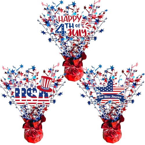 Tischaufsätze für den 4. Juli, Ballongewicht-Mittelstücke, rot-weißer und blauer Stern, Glitzerfolie, Tafelaufsätze für amerikanische Gedenktage, Veteranentag, Party, Tischdekoration, 3 Stück Tischaufsätze für den 4. Juli, Ballongewicht-Mittelstücke, rot-weißer und blauer Stern, Glitzerfolie, Tafelaufsätze für amerikanische Gedenktage, Veteranentag, Party, Tischdekoration, 3 Stück von Ertyjikg