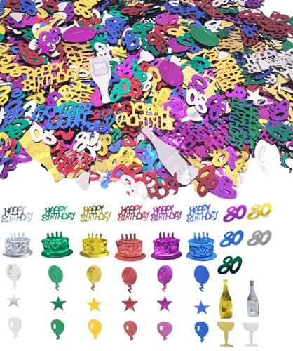 45 g mehrfarbige Konfetti-Folie zum 80. Geburtstag, metallischer Glitzer, Tischstreuer, Partydekoration 45 g mehrfarbige Konfetti-Folie zum 80. Geburtstag, metallischer Glitzer, Tischstreuer, Partydekoration von Ertzinla