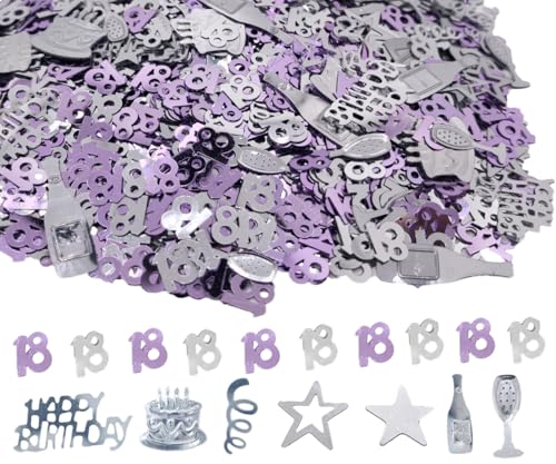 45 g rosa lila & silber Konfetti zum 18. Geburtstag, metallischer Glitzer, Tischstreuer, Partydekoration 45 g rosa lila & silber Konfetti zum 18. Geburtstag, metallischer Glitzer, Tischstreuer, Partydekoration von Ertzinla