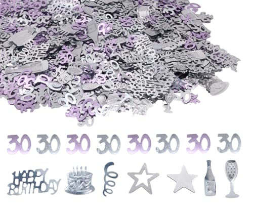 Konfetti-Folie zum 30. Geburtstag, 45 g, Rosa, Violett und Silber, metallischer Glitzer, Tischstreuer, Partydekoration Konfetti-Folie zum 30. Geburtstag, 45 g, Rosa, Violett und Silber, metallischer Glitzer, Tischstreuer, Partydekoration von Ertzinla