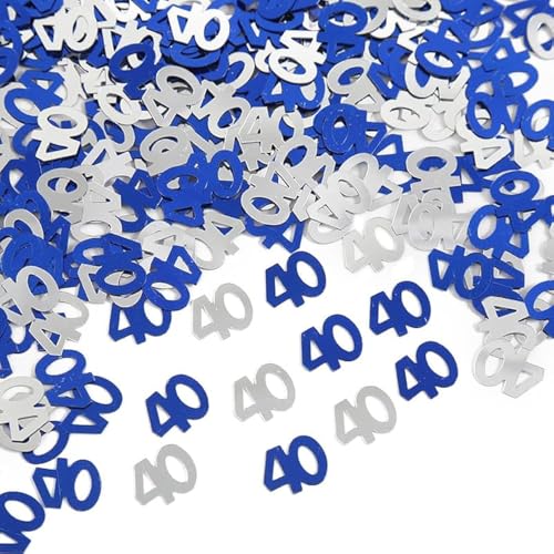 Konfetti zum 40. Geburtstag, 30 g, Blau und Silber, metallischer Glitzer, Tischstreuer, Partydekoration Konfetti zum 40. Geburtstag, 30 g, Blau und Silber, metallischer Glitzer, Tischstreuer, Partydekoration von Ertzinla