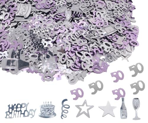 Konfetti zum 50. Geburtstag, 45 g, Rosa, Violett und Silber, metallischer Glitzer, Tischstreuer, Partydekoration Konfetti zum 50. Geburtstag, 45 g, Rosa, Violett und Silber, metallischer Glitzer, Tischstreuer, Partydekoration von Ertzinla