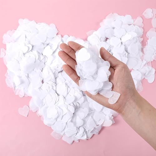 Papierkonfetti in Herzform, 10000 Stück, weißes Konfetti für Valentinstag, Hochzeit, Geburtstag, Party, Ballon-Dekoration von Ertzinla