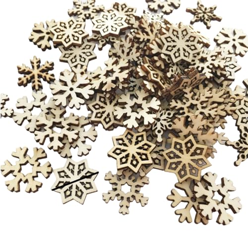 Eruceky 200 Stücke Holz Schneeflocken, Mini Schneeflocken Holzscheiben, Schneeflocken Holzdeko, Geeignet für Handgemachte Arbeiten, Kunsthandwerk, Grußkarten von Eruceky