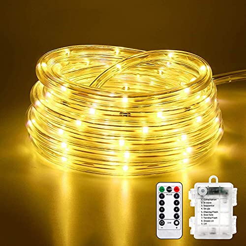 Eruibos Van 10M 100 LEDS Lichterschlauch Batterie, Schlauch Außen mit Fernbedienung und Timer, IP65 Wasserdicht, 8 Modi und dimmbar Lichterkette Innen Strom für Weihnachten, Schwimmbad Deko 5.5mm Eruibos Van 10M 100 LEDS Lichterschlauch Batterie, Schlauch Außen mit Fernbedienung und Timer, IP65 Wasserdicht, 8 Modi und dimmbar Lichterkette Innen Strom für Weihnachten, Schwimmbad Deko 5.5mm von Eruibos Van