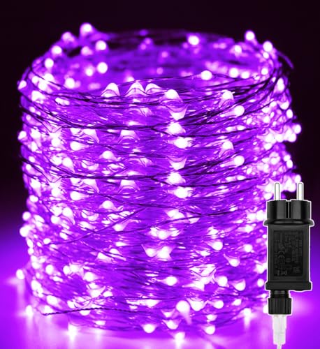 Außen Lichterkette 50m 500 LED, Kupferdraht Led Lichter Beleuchtung Violett, Innen Dekorationen Wasserdicht mit 8 Modi für Halloween,Weihnachten,Bäume,Zimmer, Garten,Party,Hochzeit,Urlaub Deko,Lila von Erwawee