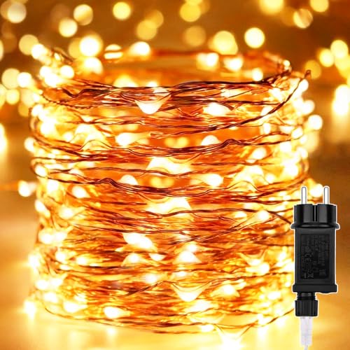 LED Lichterkette Außen, 30m 300 LED Lichter Kupferdraht Weihnachts Beleuchtung Innen Draußen Dekoration Wasserdicht mit 8 Modi für Zimmer,Weihnachten,Bäume, Garten,Party,Hochzeit,Urlaub Deko, Warmweiß von Erwawee