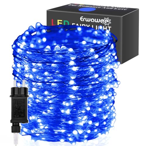 LED Lichterkette 100M 1000 LED, Kupferdraht Blau Halloween Weihnachts Beleuchtung Wasserdicht mit 8 Modi Außen Dekoration für Zimmer, Innen, Weihnachten, Bäume, Garten, Party, Hochzeit, Urlaub Deko LED Lichterkette 100M 1000 LED, Kupferdraht Blau Halloween Weihnachts Beleuchtung Wasserdicht mit 8 Modi Außen Dekoration für Zimmer, Innen, Weihnachten, Bäume, Garten, Party, Hochzeit, Urlaub Deko von Erwawee
