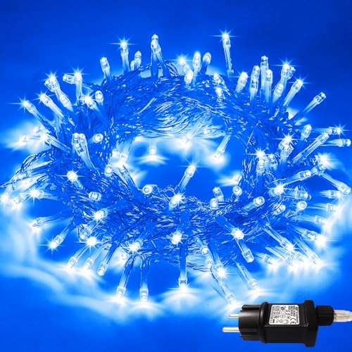 LED Lichterkette Außen, 13M 100 LEDs mit Stecker 8 Modi Wasserdicht Beleuchtung Draußen Innen Weihnachtsbaum LED Lichterketten Dekorationen für Weihnachten,Halloween,Bäume,Garten,Party Deko, Blau LED Lichterkette Außen, 13M 100 LEDs mit Stecker 8 Modi Wasserdicht Beleuchtung Draußen Innen Weihnachtsbaum LED Lichterketten Dekorationen für Weihnachten,Halloween,Bäume,Garten,Party Deko, Blau von Erwawee