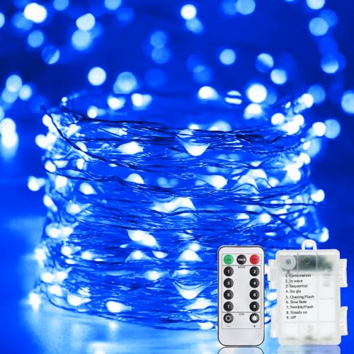 LED Lichterkette Batterie, 20M 200LEDs Außen Lichterketten Blau, Halloween Weihnachten Kupferdraht Batteriebetrieb Beleuchtung mit Fernbedienung 8 Modi Timer Wasserdicht für Innen Garten Terrasse Baum LED Lichterkette Batterie, 20M 200LEDs Außen Lichterketten Blau, Halloween Weihnachten Kupferdraht Batteriebetrieb Beleuchtung mit Fernbedienung 8 Modi Timer Wasserdicht für Innen Garten Terrasse Baum von Erwawee