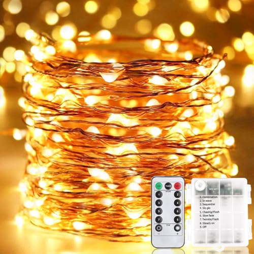LED Lichterkette Batterie, 30M 300LEDs Außen Lichterketten Warmweiß Kupferdraht Batteriebetrieb Beleuchtung mit Fernbedienung 8 Modi Timer Wasserdicht für Innen Aussen Garten Terrasse Baum Weihnachten LED Lichterkette Batterie, 30M 300LEDs Außen Lichterketten Warmweiß Kupferdraht Batteriebetrieb Beleuchtung mit Fernbedienung 8 Modi Timer Wasserdicht für Innen Aussen Garten Terrasse Baum Weihnachten von Erwawee