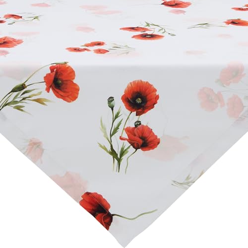 Erwin Müller Mitteldecke, Tischdecke Mohnblume rot Größe 80x80 cm - robuste, strapazierfähige Qualität von Erwin Müller