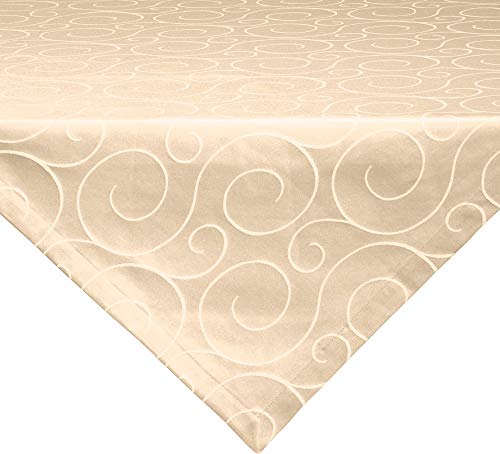 Erwin Müller Mitteldecke, Tischdecke Oberhausen, Jacquard Ranken Sekt Größe 80x80 cm - pflegeleicht, bügelleicht, mit Kuvertsaum von Erwin Müller