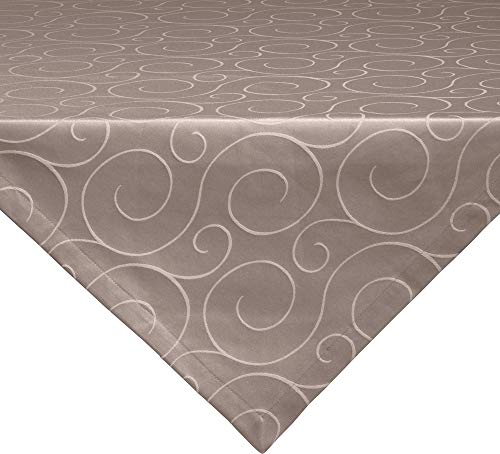 Erwin Müller Mitteldecke, Tischdecke Oberhausen, Jacquard Ranken Taupe Größe 80x80 cm - pflegeleicht, bügelleicht, mit Kuvertsaum von Erwin Müller