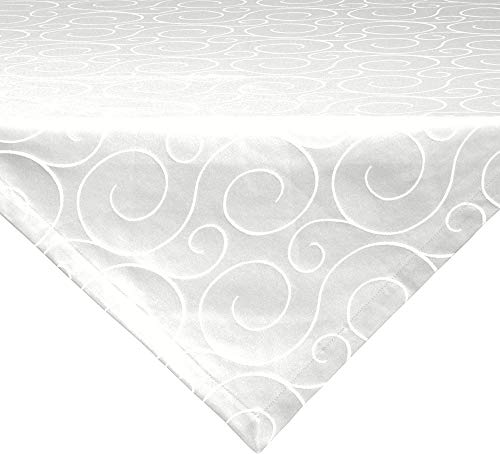 Erwin Müller Mitteldecke, Tischdecke Oberhausen, Jacquard Ranken weiß Größe 100x100 cm - pflegeleicht, bügelleicht, mit Kuvertsaum von Erwin Müller