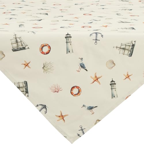 Erwin Müller Mitteldecke, Tischwäsche maritim, Leuchtturm, Segelboot und Muscheln bunt Größe 110x110 cm - Robustes Canvas-Gewebe, pflegeleicht und strapazierfähig Erwin Müller Mitteldecke, Tischwäsche maritim, Leuchtturm, Segelboot und Muscheln bunt Größe 110x110 cm - Robustes Canvas-Gewebe, pflegeleicht und strapazierfähig von Erwin Müller