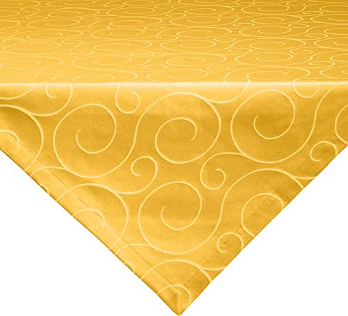 Erwin Müller Mitteldecke, Tischdecke Oberhausen, Jacquard Ranken Curry Größe 100x100 cm - pflegeleicht, bügelleicht, mit Kuvertsaum von Erwin Müller