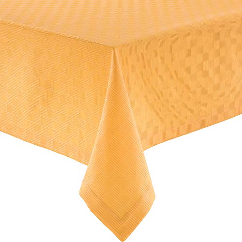 Erwin Müller Tischdecke, Tischwäsche Jacquard Karo, Paderborn Mango Größe 130x190 cm - fleckabweisend, schmutzunempfindlich und leicht zu reinigen (weitere Farben, Größen) von Erwin Müller