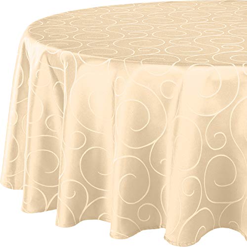 Erwin Müller Tischdecke, Tischwäsche Oberhausen, Jacquard Ranken Sekt Größe oval: 140x190 cm - pflegeleicht, bügelleicht, eckige Decken mit Kuvertsaum von Erwin Müller