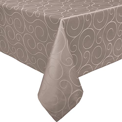 Erwin Müller Tischdecke, Tischwäsche Oberhausen, Jacquard Ranken Taupe Größe 130x220 cm - pflegeleicht, bügelleicht, eckige Decken mit Kuvertsaum von Erwin Müller