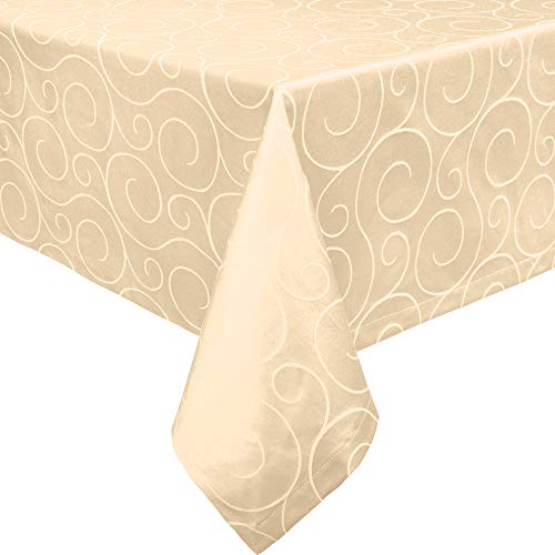 Erwin Müller Tischdecke, Tischwäsche Oberhausen, Jacquard Ranken Sekt Größe 130x170 cm - pflegeleicht, bügelleicht, eckige Decken mit Kuvertsaum von Erwin Müller