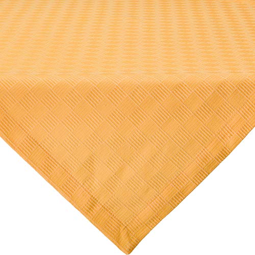 Erwin Müller Tischwäsche, Mitteldecke, Tischdecke Jacquard Karo, Paderborn Mango Größe 100x100 cm - fleckabweisend, schmutzunempfindlich und leicht zu reinigen (weitere Farben, Größen) von Erwin Müller