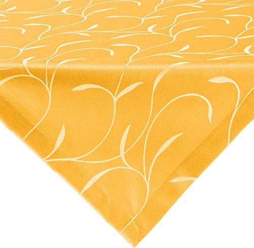 Erwin Müller Tischwäsche, Mitteldecke, Tischdecke Uni, Remscheid Mango Größe 80x80 cm - hochwertige Qualität mit Fleckschutz ausgerüstet und Kuvertsaum, Rankenmuster von Erwin Müller