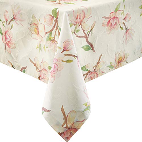 Erwin Müller Tischwäsche, Tischdecke Magnolienblüten Jaquard Magnolie Größe 140x220 cm - hohe Strapazierfähigkeit, mit Kuvertsaum, bügelfrei von Erwin Müller