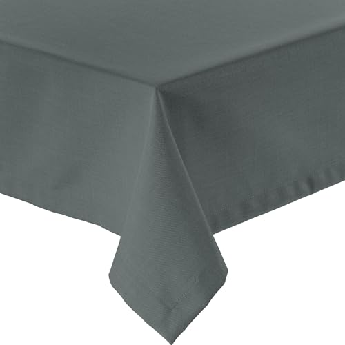 Erwin Müller Tischwäsche, Tischdecke Uni, Madrid anthrazit Größe 150x300 cm - angenehme, weich fließende Qualität, mit hochwirksamer Fleckschutzausrüstung, bügelleicht von Erwin Müller