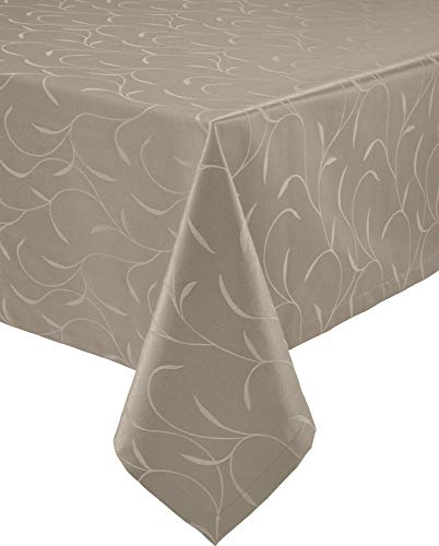 Erwin Müller Tischwäsche, Tischdecke Uni, Remscheid Taupe Größe 130x300 cm - hochwertige Qualität mit Fleckschutz ausgerüstet und Kuvertsaum, Rankenmuster von Erwin Müller