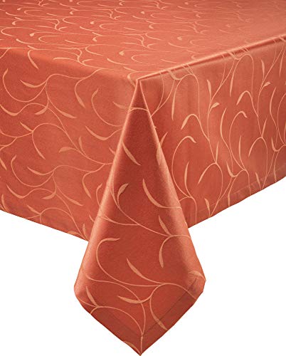 Erwin Müller Tischwäsche, Tischdecke Uni, Remscheid Terra Größe 130x220 cm - hochwertige Qualität mit Fleckschutz ausgerüstet und Kuvertsaum, Rankenmuster von Erwin Müller