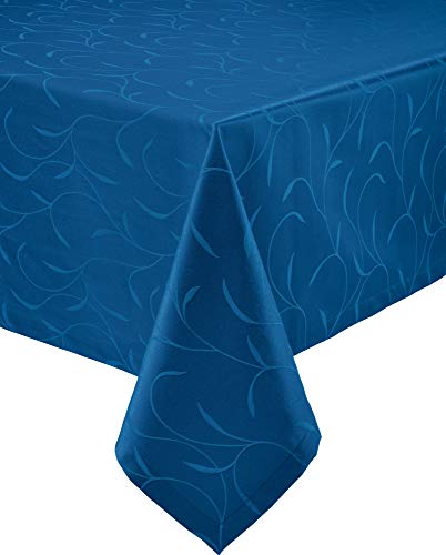 Erwin Müller Tischwäsche, Tischdecke Uni, Remscheid blau Größe 130x170 cm - hochwertige Qualität mit Fleckschutz ausgerüstet und Kuvertsaum, Rankenmuster von Erwin Müller