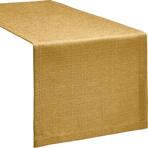 Erwin Müller Tischwäsche, Tischläufer Uni, Krefeld Curry Größe 40x170 cm - fleckabweisend, schmutzunempfindlich und leicht zu reinigen, Leinen-Optik (weitere Farben, Größen) von Erwin Müller