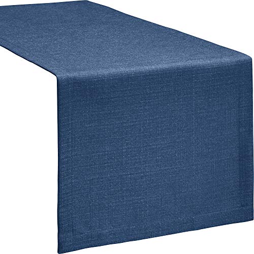 Erwin Müller Tischwäsche, Tischläufer Uni, Krefeld Marine Größe 40x100 cm - fleckabweisend, schmutzunempfindlich und leicht zu reinigen, Leinen-Optik (weitere Farben, Größen) von Erwin Müller
