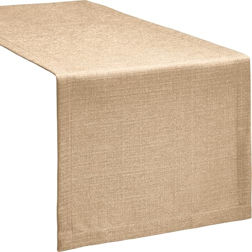 Erwin Müller Tischwäsche, Tischläufer Uni, Krefeld beige Größe 40x130 cm - fleckabweisend, schmutzunempfindlich und leicht zu reinigen, Leinen-Optik (weitere Farben, Größen) von Erwin Müller