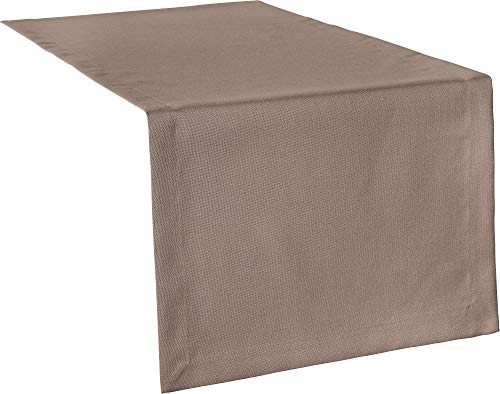 Erwin Müller Tischwäsche, Tischläufer Uni, Madrid Taupe Größe 50x150 cm - angenehme, weich fließende Qualität, mit hochwirksamer Fleckschutzausrüstung, bügelleicht von Erwin Müller
