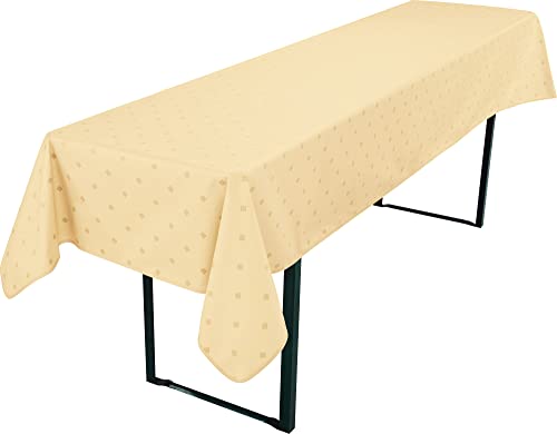 Erwin Müller abwaschbares Biertisch-Tischdecke Neuss im Rautendesign Natur Größe 80x260 cm - wasserundurchlässig, acrylversiegeltes Gewebe für leichtes Wischen von Erwin Müller
