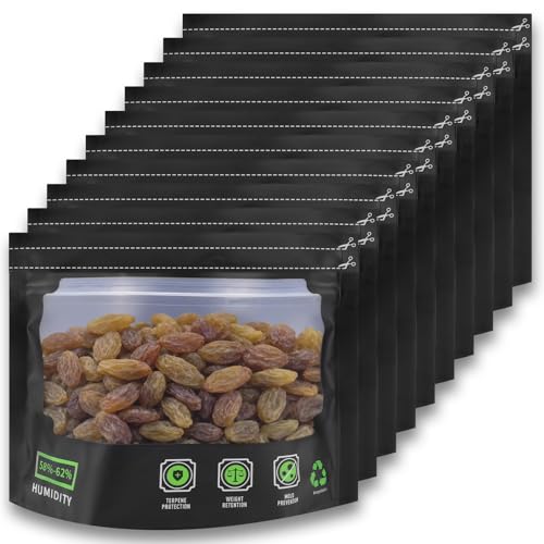 Erzekrim Wiederverwendbare Aufbewahrungsbeutel 10 Stück x 30g Luftdichte Aufbewahrungsbeutel mit integrierter Feuchtigkeitskontrolle (58-62%) Beutel mit Geruchskontrolle & UV-Schutz (30g) von Erzekrim