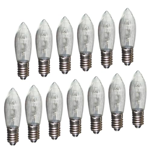 Erzgebirgslicht - AUSWAHL - 13 Stück LED Topkerze 8-55 V 0,1-0,2 W für 4-28 Brennstellen E10 Riffelkerze Ersatzbirne Glühbirne Glühlämpchen für Lichterketten Pyramide Schwibbogen von Erzgebirgslicht Glück Auf