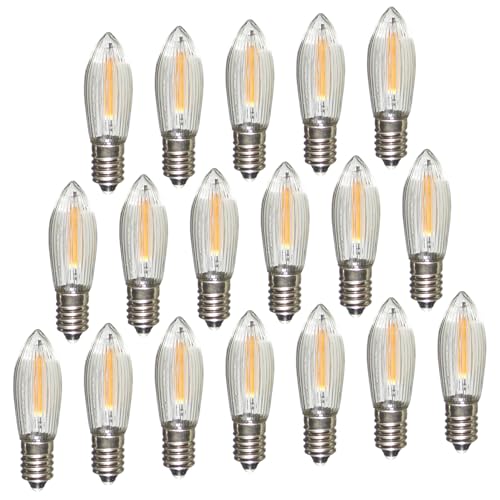 Erzgebirgslicht - AUSWAHL - 18 Stück LED Filament Topkerze 14 V 0,2 W für 16-17 Brennstellen E10 Riffelkerze Ersatzbirne Glühbirne Glühlämpchen für Lichterketten Pyramide Schwibbogen von Erzgebirgslicht Glück Auf