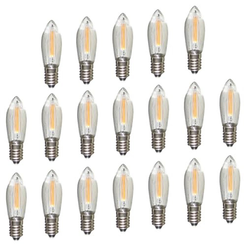 Erzgebirgslicht - AUSWAHL - 19 Stück LED Filament Topkerze 14-55 V 0,1 W für 4-16 Brennstellen E10 Riffelkerze Ersatzbirne Glühbirne Glühlämpchen für Lichterketten Pyramide Schwibbogen von Erzgebirgslicht Glück Auf