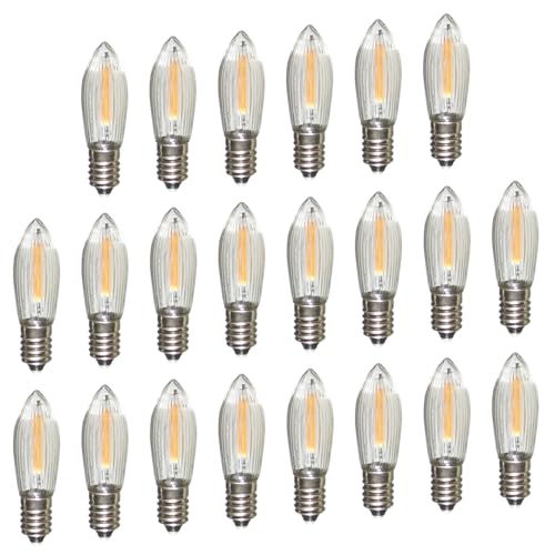 Erzgebirgslicht - AUSWAHL - 22 Stück LED Filament Topkerze 14-55 V 0,1 W für 4-16 Brennstellen E10 Riffelkerze Ersatzbirne Glühbirne Glühlämpchen für Lichterketten Pyramide Schwibbogen von Erzgebirgslicht Glück Auf