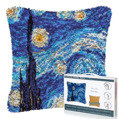 EsLuker.ly DIY Latch Hook Kissen Kits für Erwachsene, Sternenhimmel Muster Pre-Printed Canvas Kissen machen Set, Anfänger Kissenbezug Latch Hook Kit, kreative Handwerk für Familie Spaß Home Decor EsLuker.ly DIY Latch Hook Kissen Kits für Erwachsene, Sternenhimmel Muster Pre-Printed Canvas Kissen machen Set, Anfänger Kissenbezug Latch Hook Kit, kreative Handwerk für Familie Spaß Home Decor von EsLuker.ly